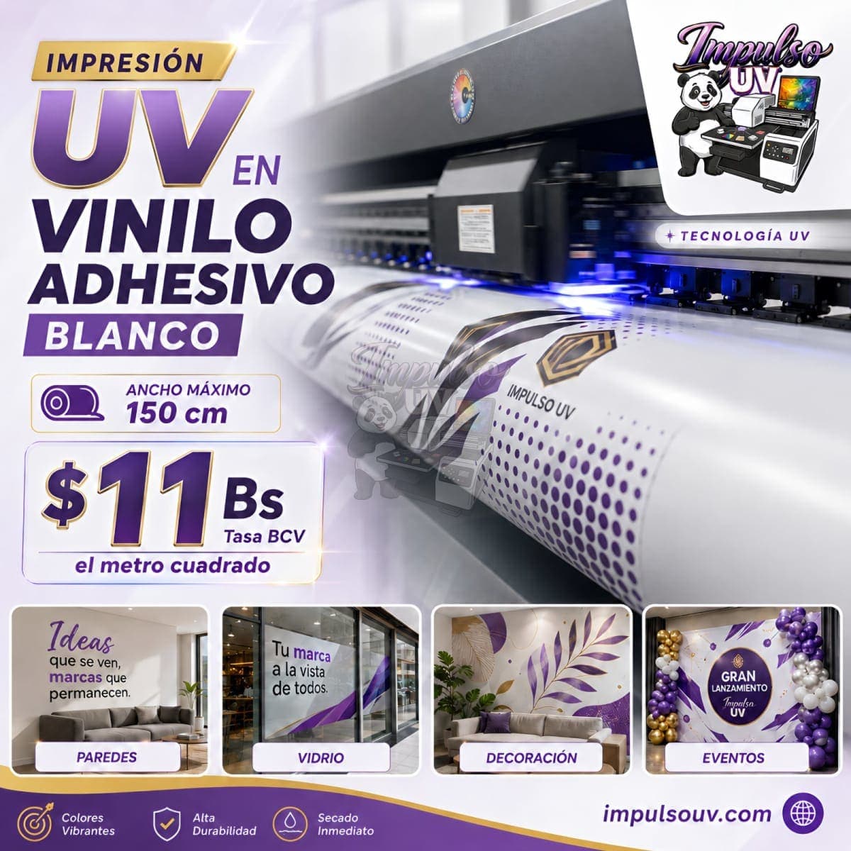 Impresión UV en Vinilo blanco (Personalizado - Sin Relieve)